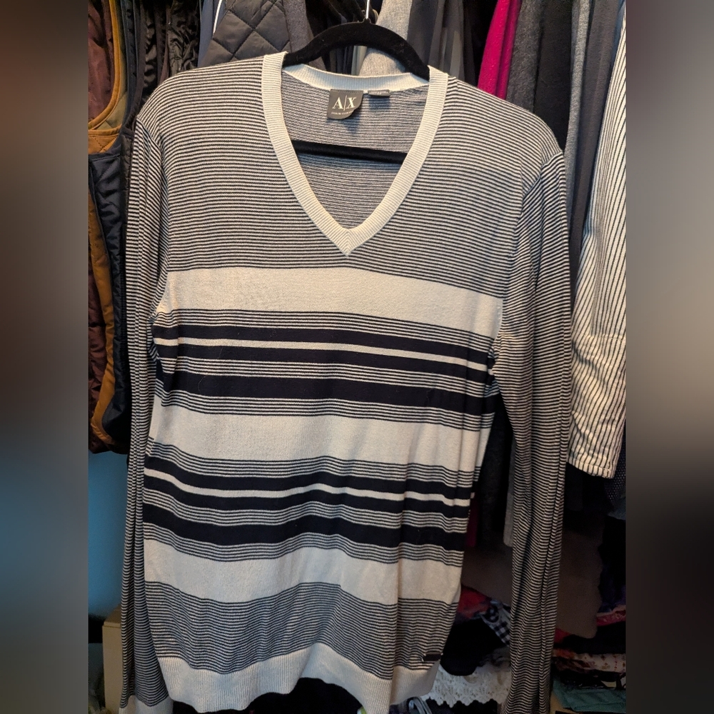 AX Size S Striped V-Neck Sweater